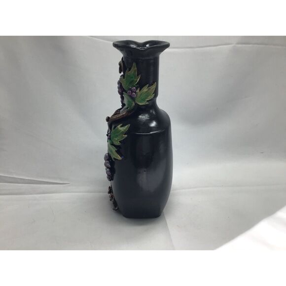 Bottle Art Decorated Decanter Clay Grapevine Vineyard Wine Theme Hand Painted - Picture 4 of 8